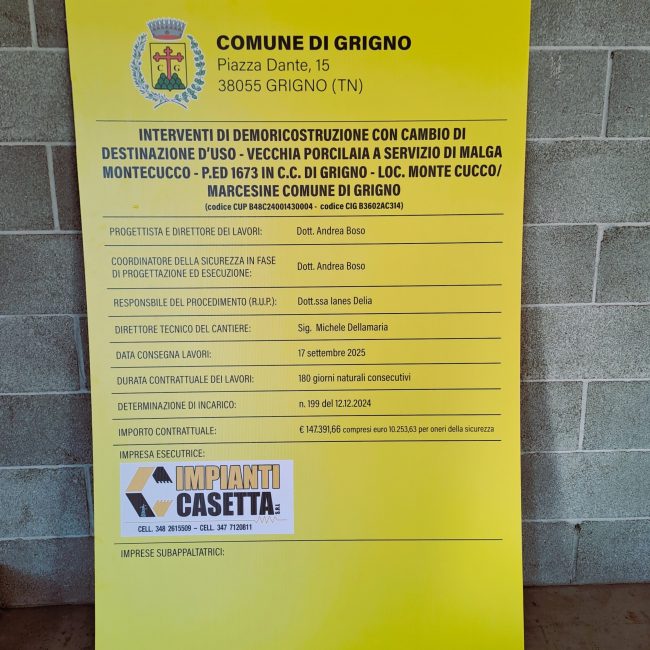 Cartello cantiere Impianti Casetta